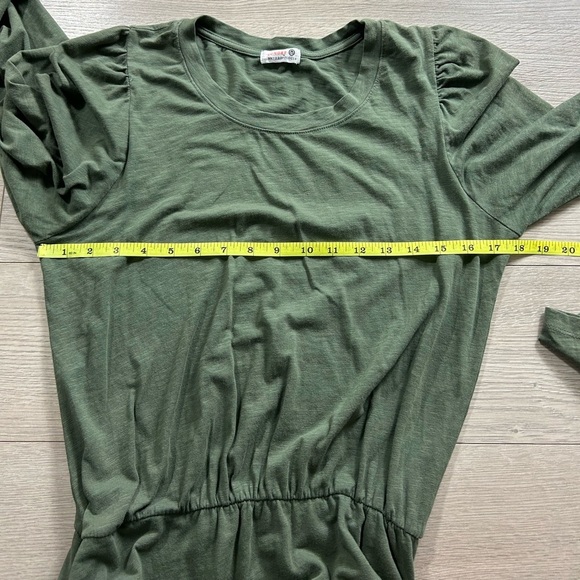 Anthropologie Sundry Shirred Green Long Sleeve Dress - Picture 11 of 12